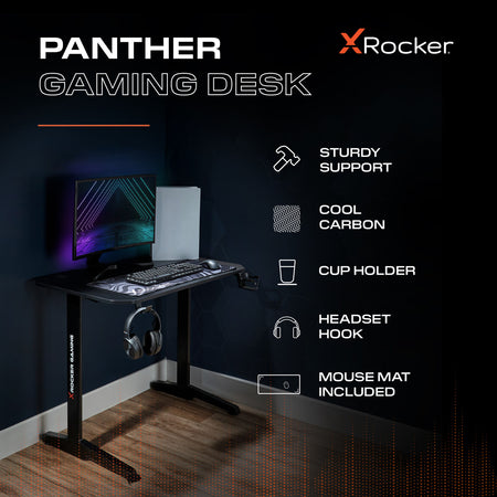 Panther 100cm Gaming Desk - Carbon Fibre Black