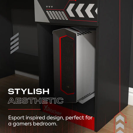 red-accented X Rocker Octane desk with large surface and storage