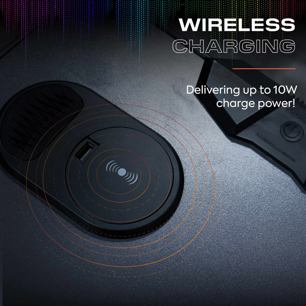 Carbon-Tek 120cm RGB Gaming Desk with Wireless Charging - Grey / Blue