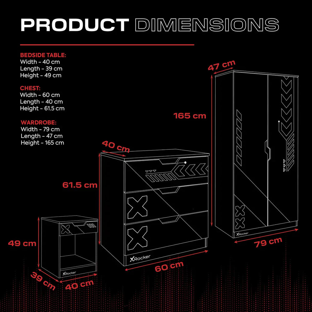 X Rocker Octane 3-piece set for console and PC gaming in red