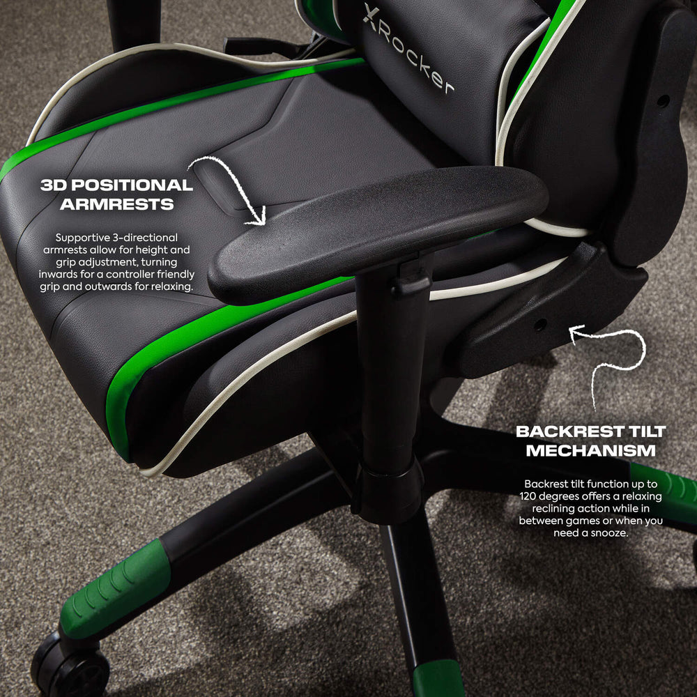 Agility Compact eSports Gaming Chair for Juniors - Green