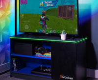 Carbon-Tek TV Media Unit with LED Lights - Grey / Blue